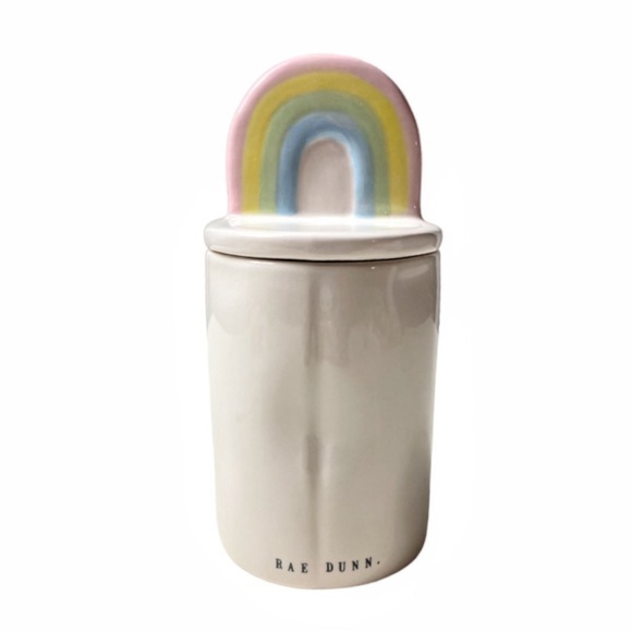 New Rae Dunn Ceramic Rainbow Love 13.2 Ounce Covered Candle - Picture 8 of 11